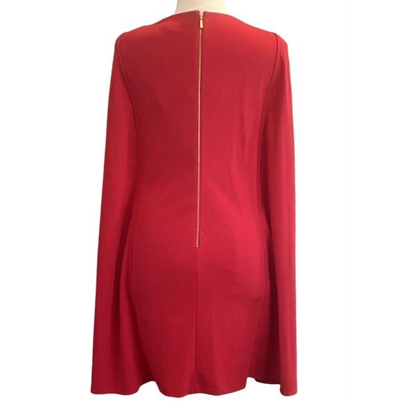 Calvin Klein Sleeveless Crew Neck Attached Cape Carmine Red Knit Dress Size 22W - Picture 4 of 7